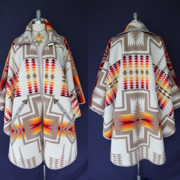 Pendleton Jackets & Blazers - SOLD Pendleton chief Joseph wool blanket cape wrap jacket Aztec tribal coat